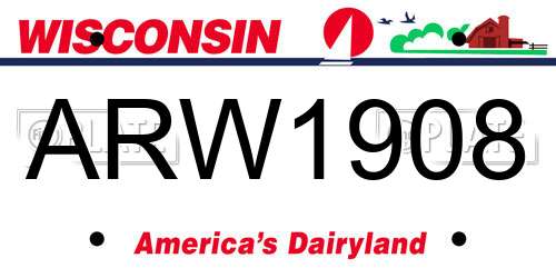 ARW1908 Wisconsin License Plate