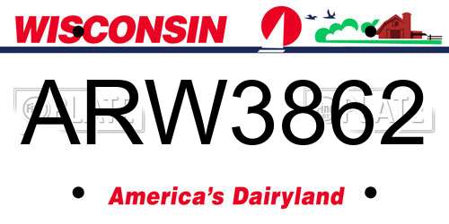ARW3862 Wisconsin License Plate