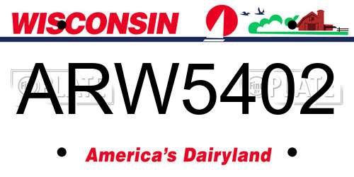 ARW5402 Wisconsin License Plate