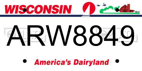 ARW8849 Wisconsin License Plate