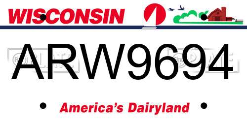 ARW9694 Wisconsin License Plate