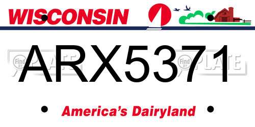 ARX5371 Wisconsin License Plate