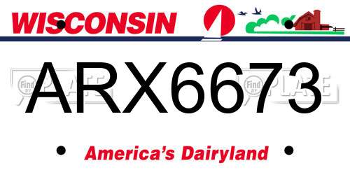 ARX6673 Wisconsin License Plate
