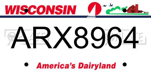 ARX8964 Wisconsin License Plate