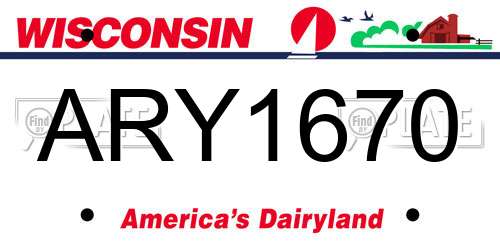 ARY1670 Wisconsin License Plate