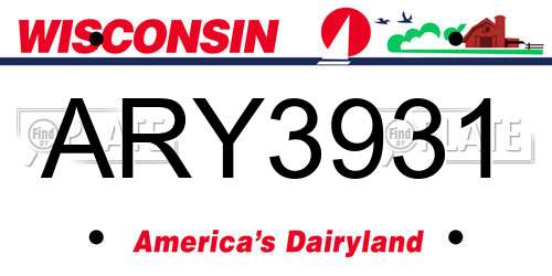 ARY3931 Wisconsin License Plate