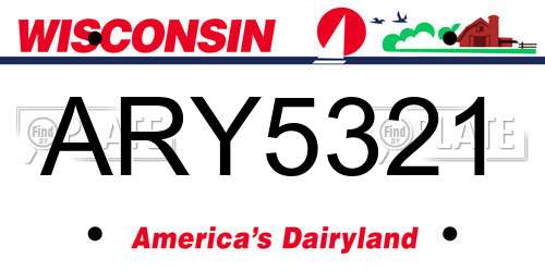 ARY5321 Wisconsin License Plate