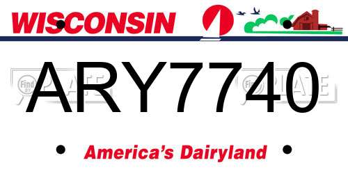 ARY7740 Wisconsin License Plate