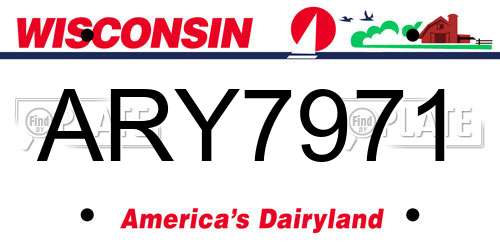 ARY7971 Wisconsin License Plate