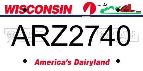 ARZ2740 Wisconsin License Plate