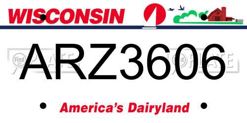 ARZ3606 Wisconsin License Plate