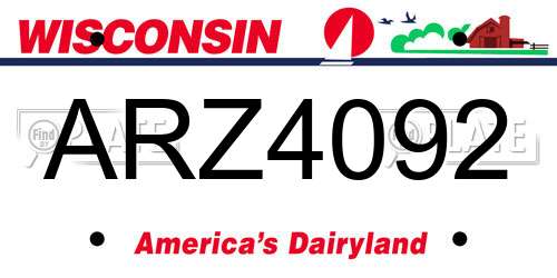 ARZ4092 Wisconsin License Plate