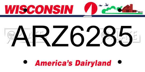 ARZ6285 Wisconsin License Plate