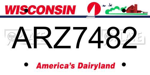 ARZ7482 Wisconsin License Plate