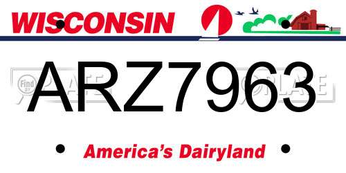 ARZ7963 Wisconsin License Plate