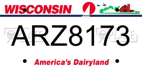 ARZ8173 Wisconsin License Plate