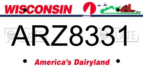 ARZ8331 Wisconsin License Plate