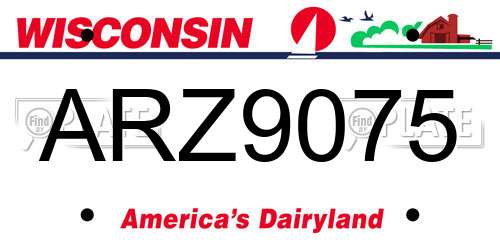 ARZ9075 Wisconsin License Plate