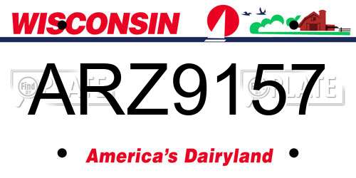 ARZ9157 Wisconsin License Plate
