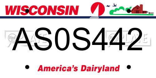 AS0S442 Wisconsin License Plate