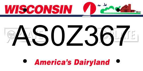AS0Z367 Wisconsin License Plate