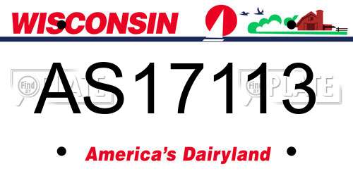 AS17113 Wisconsin License Plate