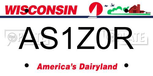 AS1Z0R Wisconsin License Plate