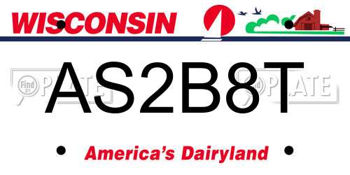 AS2B8T Wisconsin License Plate