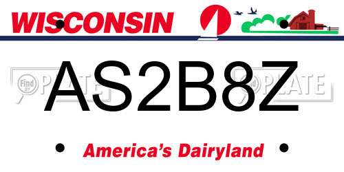 AS2B8Z Wisconsin License Plate