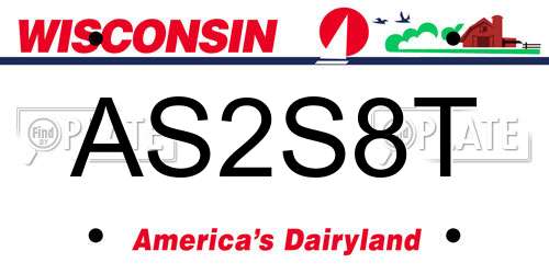 AS2S8T Wisconsin License Plate