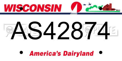 AS42874 Wisconsin License Plate
