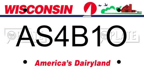 AS4B1O Wisconsin License Plate
