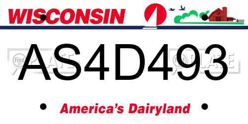 AS4D493 Wisconsin License Plate