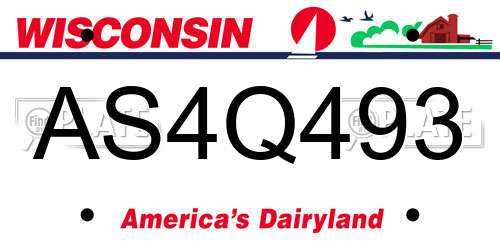AS4Q493 Wisconsin License Plate
