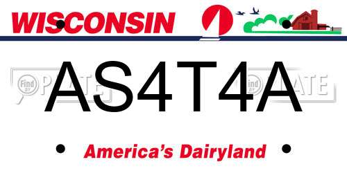 AS4T4A Wisconsin License Plate