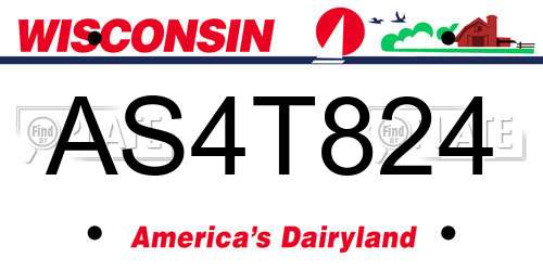 AS4T824 Wisconsin License Plate