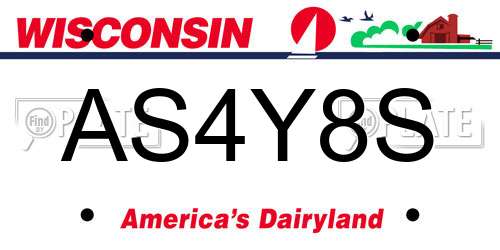 AS4Y8S Wisconsin License Plate