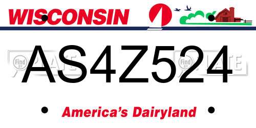 AS4Z524 Wisconsin License Plate