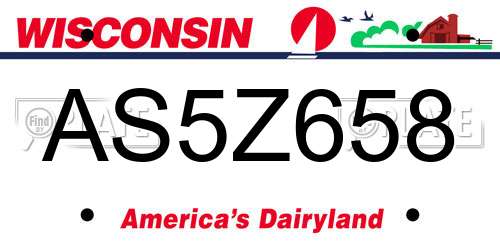 AS5Z658 Wisconsin License Plate