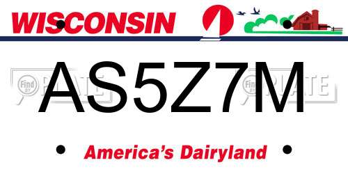 AS5Z7M Wisconsin License Plate