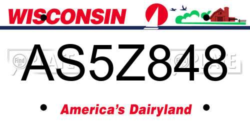AS5Z848 Wisconsin License Plate
