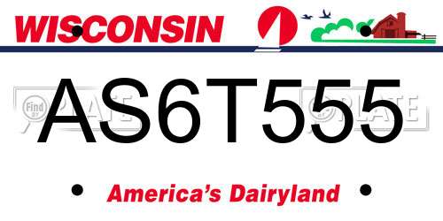 AS6T555 Wisconsin License Plate