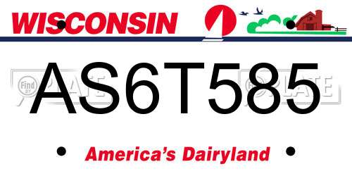 AS6T585 Wisconsin License Plate