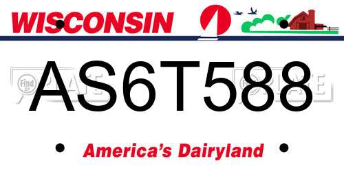 AS6T588 Wisconsin License Plate