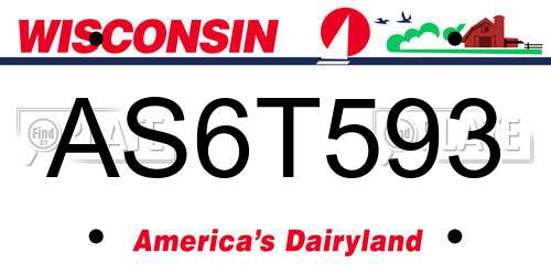 AS6T593 Wisconsin License Plate