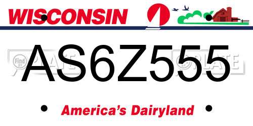 AS6Z555 Wisconsin License Plate