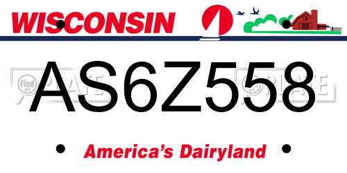 AS6Z558 Wisconsin License Plate