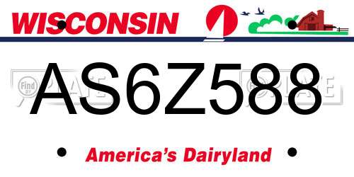 AS6Z588 Wisconsin License Plate