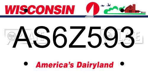 AS6Z593 Wisconsin License Plate