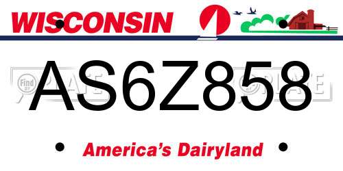 AS6Z858 Wisconsin License Plate